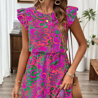 Damen Minikleid Rüschendetails Floralmuster Norvielle
