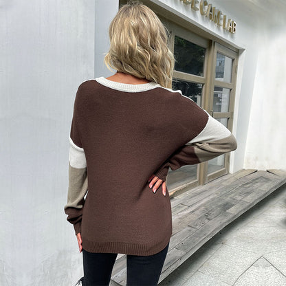 Damen Strickpullover Tiermuster Farbblockdesign Norvielle