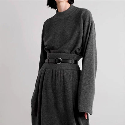 Damen Strickkleid mit Taillengürtel Elegantes Design Norvielle