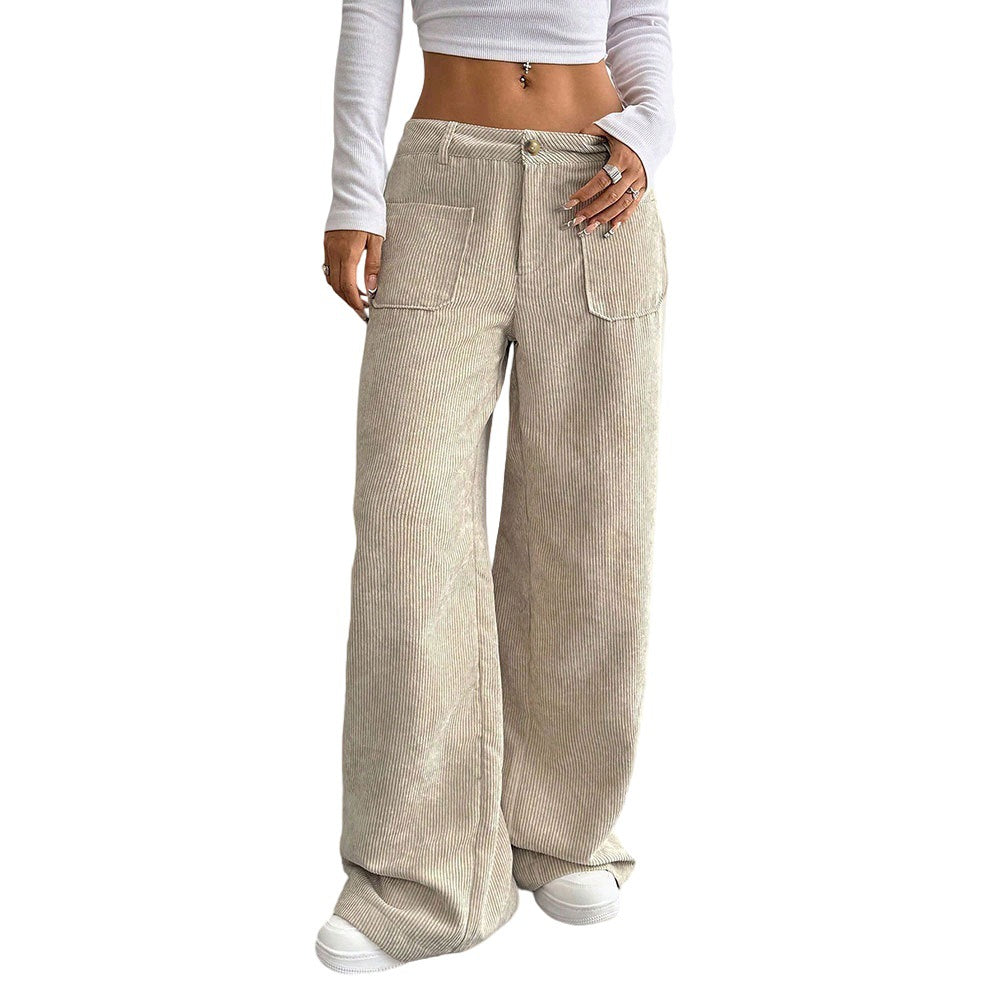 Damen Cordhose Weit Mit Taschen Hoch Bund Norvielle