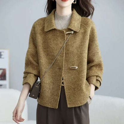 Damen Strickjacke Kuschelig Modern Knöpfe Beige