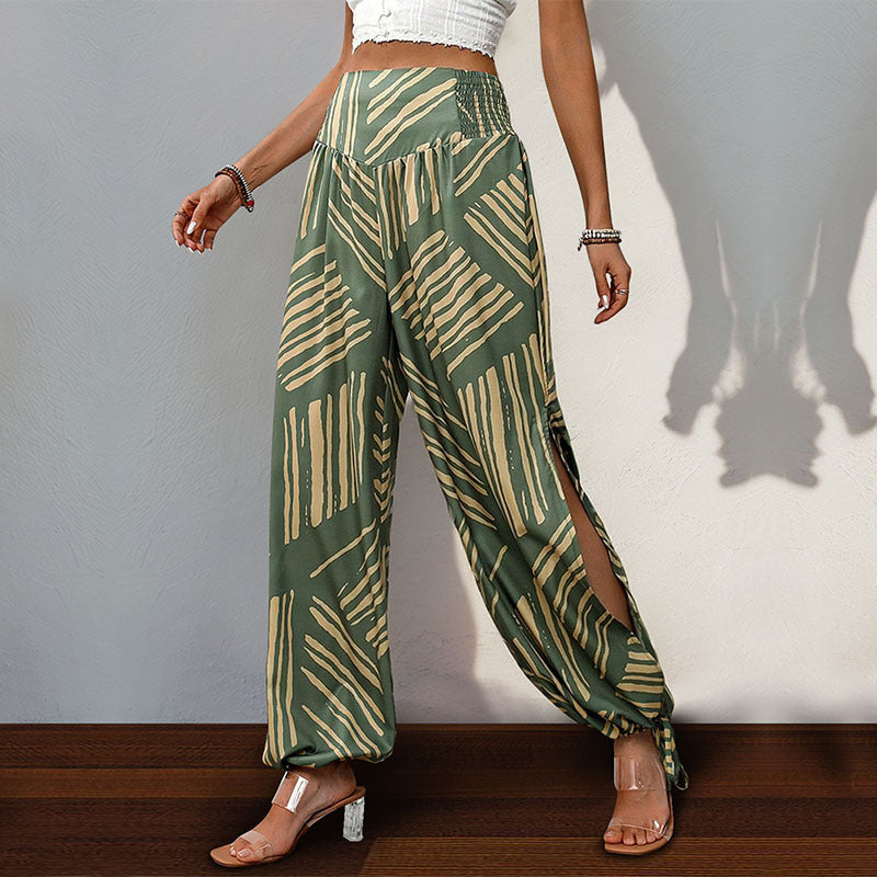 Damen Palazzo-Hose Weit Elastischer Bund