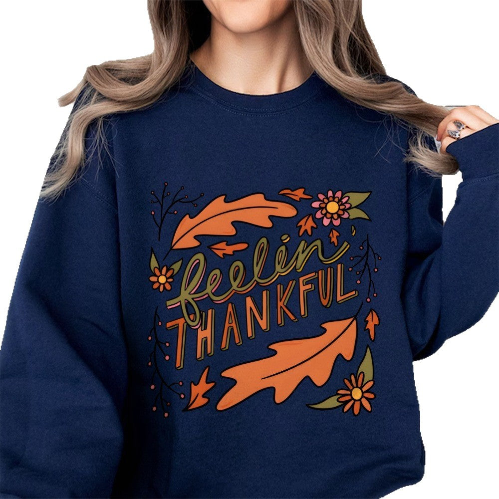 Damen Sweatshirt Bunt Herbstmotiv Baumwolle
