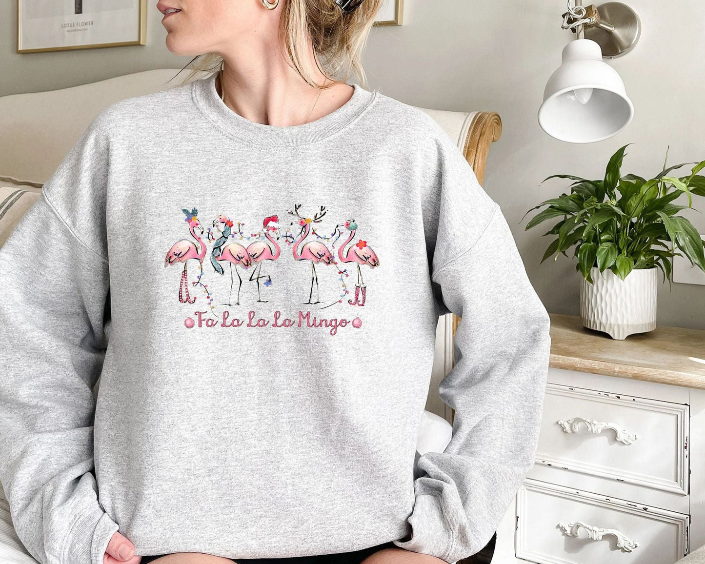 Damen Sweatshirt Flamingo-Motiv Lässiger Schnitt Norvielle