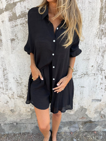 Damen Oversize Blusen-Shorts-Set