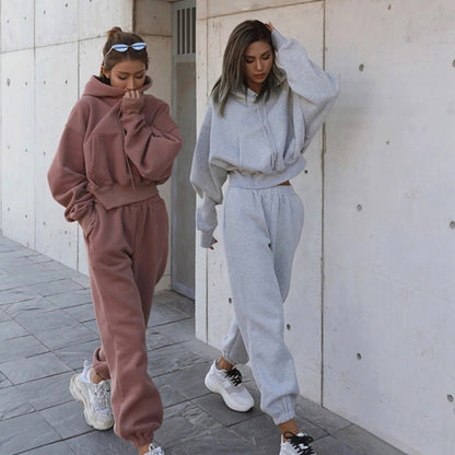 Damen Sport Set Crop-Hoodie Jogginghose Norvielle - Norvielle