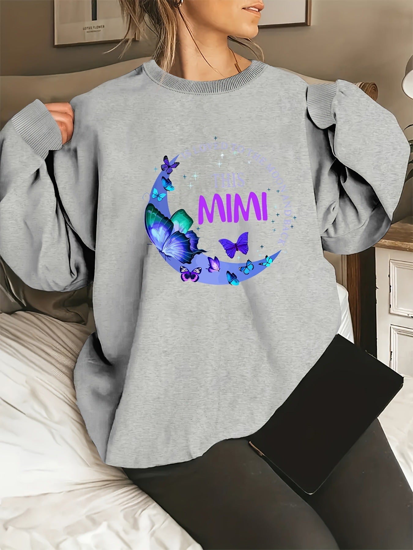 Damen Sweatshirt Grafikdesign Baumwolle