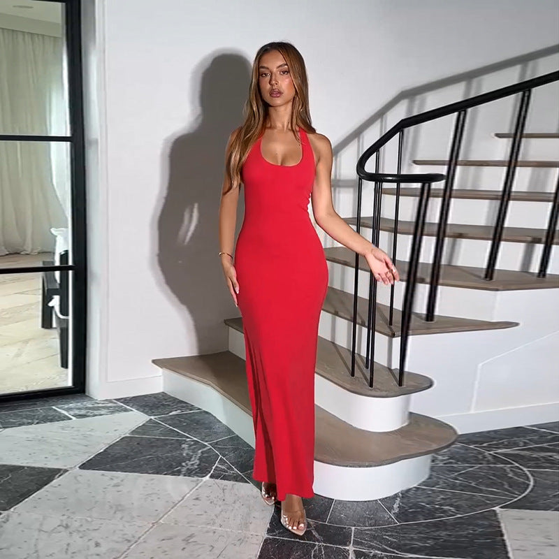 Damen Maxikleid Elegantes Norvielle Mit Tiefem Rückenausschnitt