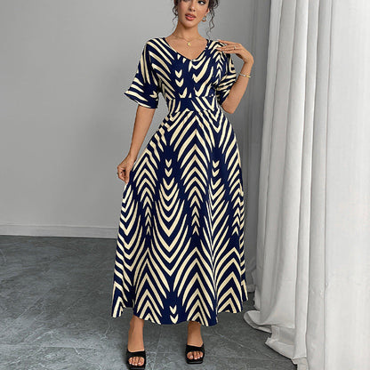 Damen Maxikleid V-Ausschnitt Geometrisches Muster Norvielle