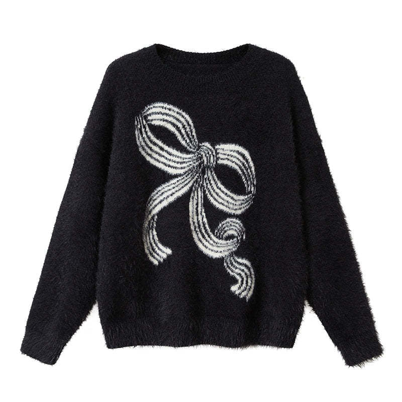 Damen Pullover Weiches Material Schleifenmuster Norvielle