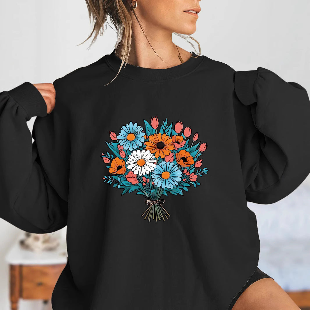 Damen Oversized Sweatshirt Florale Grafik Norvielle - Norvielle