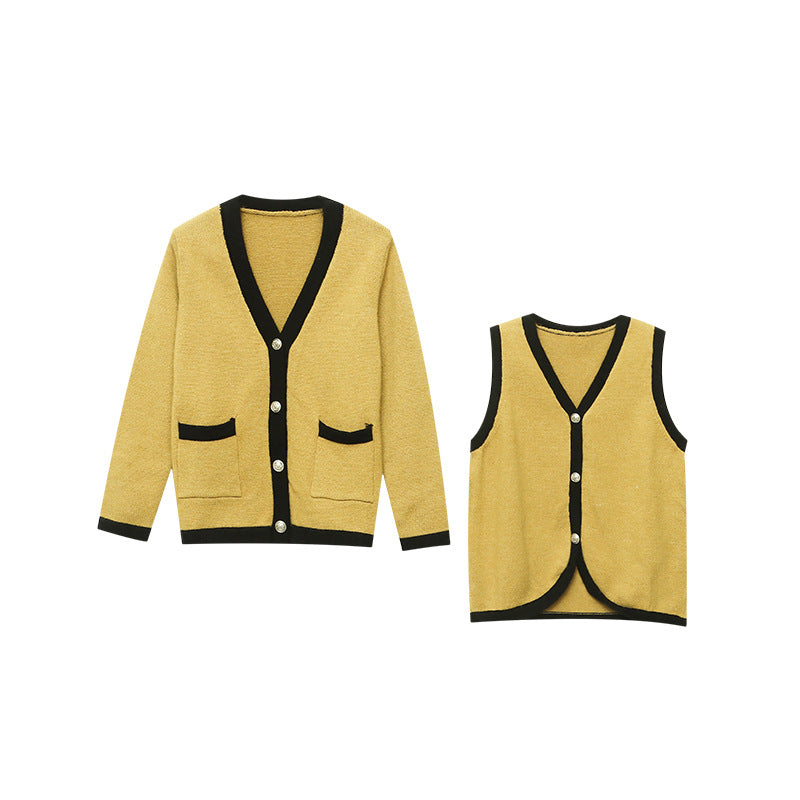 Damen Strickjacke Kuschelig Dekorative Knöpfe Beige