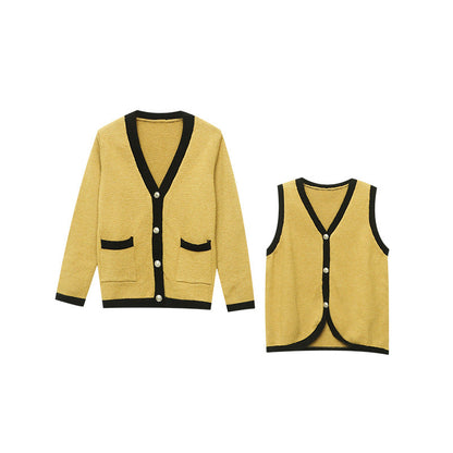 Damen Strickjacke Kuschelig Dekorative Knöpfe Beige