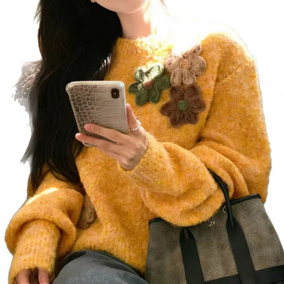 Damen Kuschelpullover Florales 3D-Design Norvielle