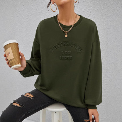 Damen Sweatshirt Lässig Eingeprägter Schriftzug Norvielle