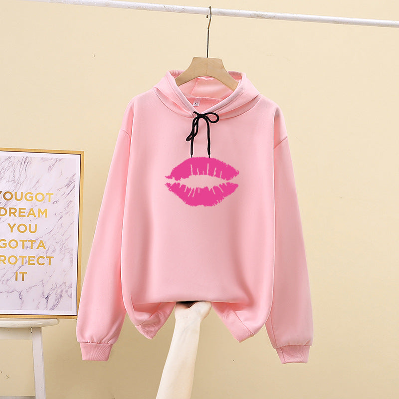 Damen Hoodie Lippenmotiv Norvielle