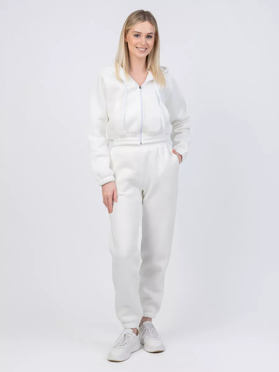 Damen Fleece-Pullover Set mit Jogginghose elastisch