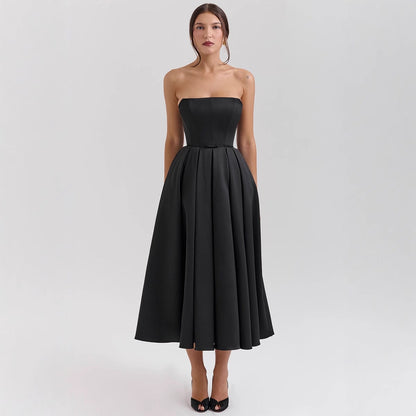 Damen Abendkleid Herz-Ausschnitt Schwingrock