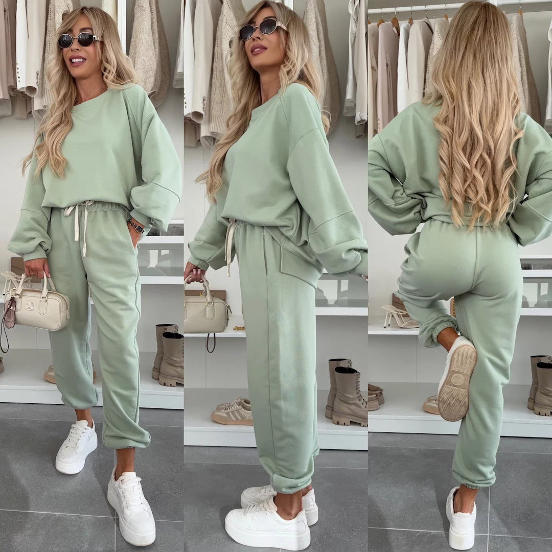 Damen Freizeitset Sweatshirt und Jogginghosen Elastisch Bequem