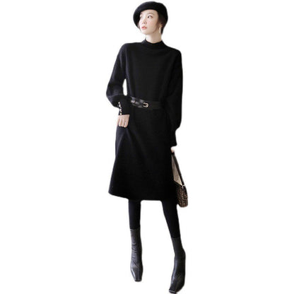 Damen Strickkleid Stehkragen Knopfdetails Norvielle