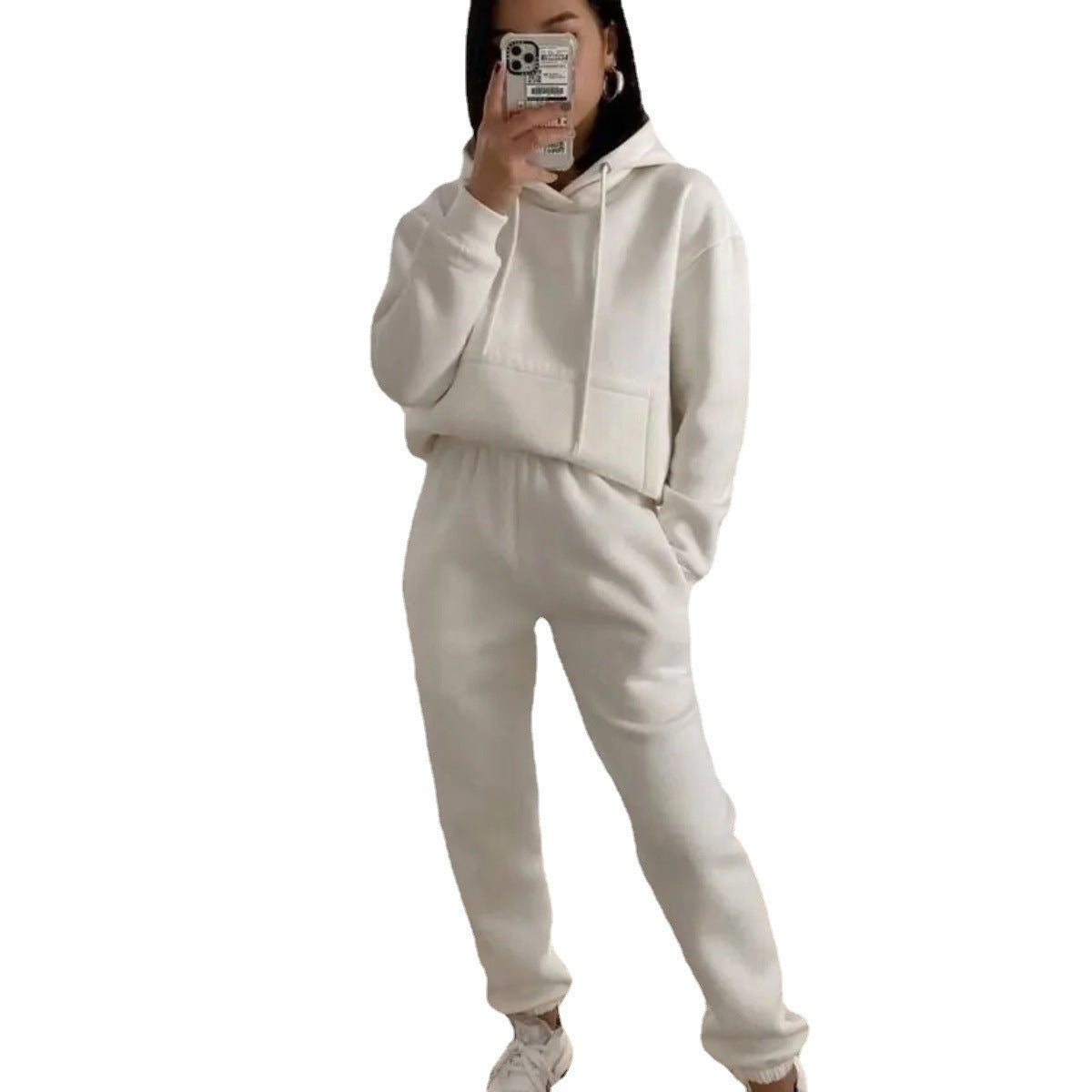 Damen Fleece-Joggingset mit Kapuze Elastisch Norvielle
