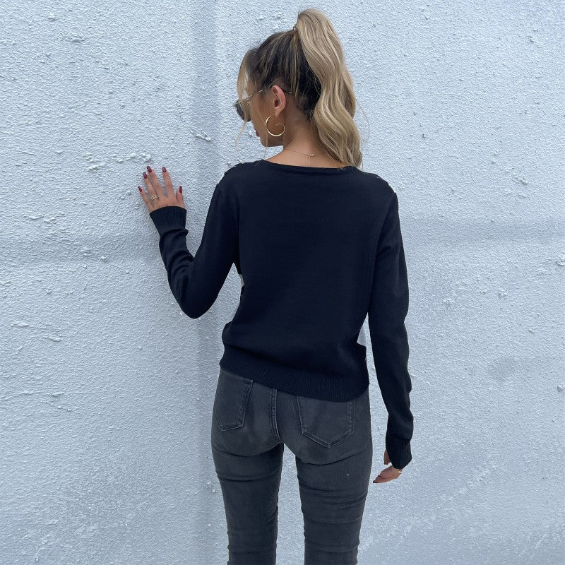 Damen Strickjacke V-Ausschnitt Karomuster Norvielle