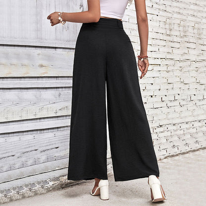Damen Hochbundhose Weite Faltenhose mit Taillengürtel