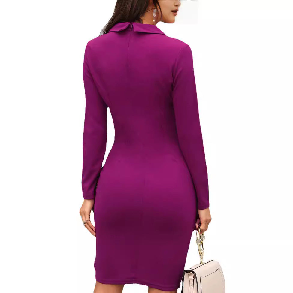Damen Midi-Kleid Wickeldesign Knopfdetails Norvielle