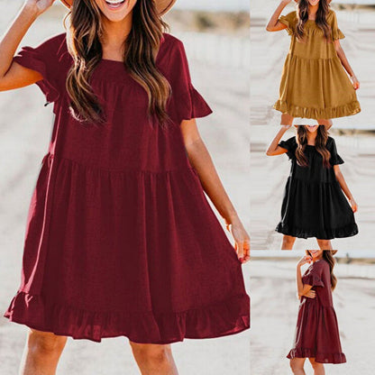 Damen Sommerkleid Rüschendetails Weite Ärmel Norvielle - Norvielle
