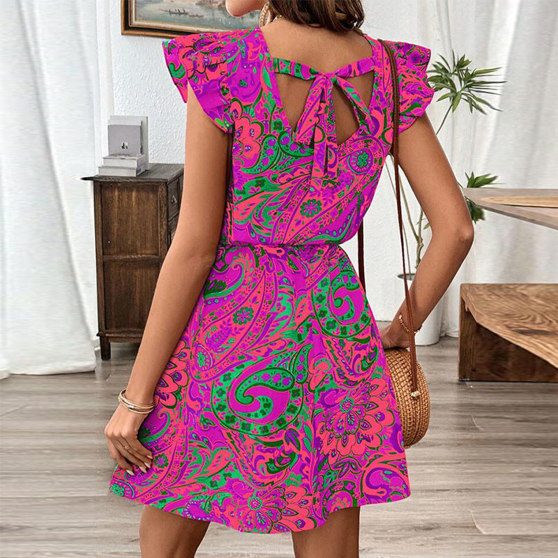 Damen Minikleid Rüschendetails Floralmuster Norvielle