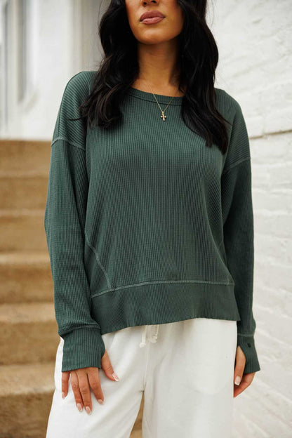 Damen Rippstrick Pullover Lässig Norvielle