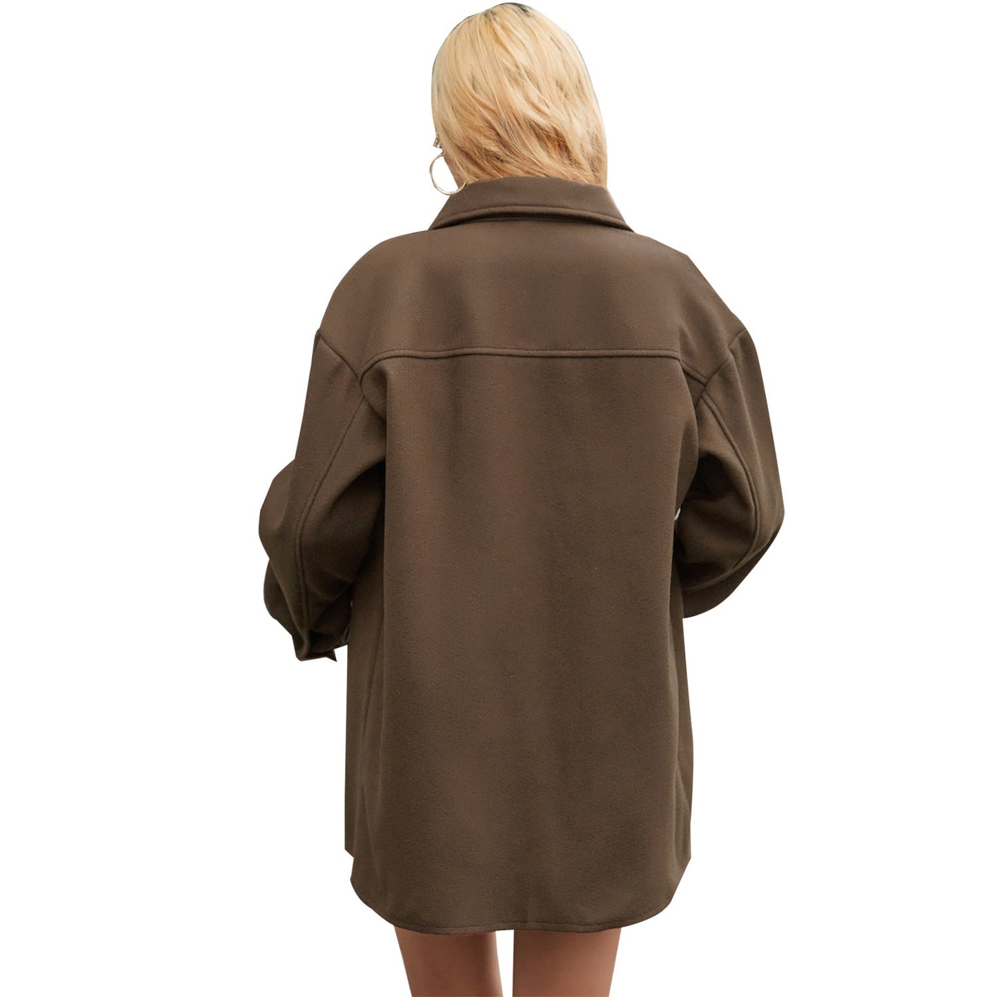 Damen Oversized-Hemdenjacke Weich Norvielle Mit Taschen Beige