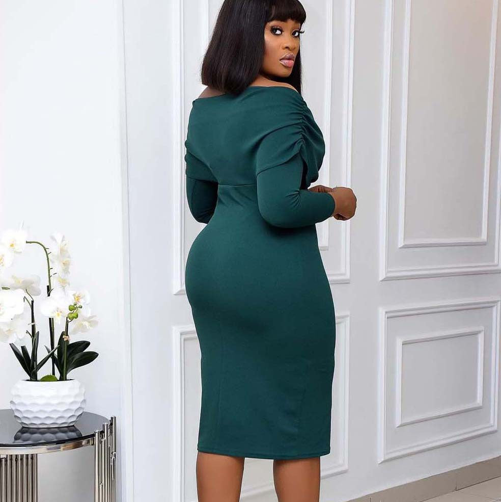 Damen Cocktailkleid Figurbetont Off-Shoulder Rüschendetails