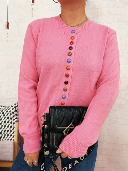 Damen Strickjacke Farbenfroh Mit Knöpfen Norvielle