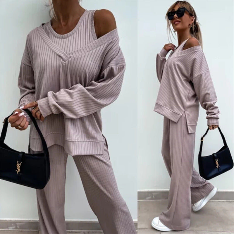 Damen Loungewear Set Oversized Pullover Weite Hose Norvielle - Norvielle