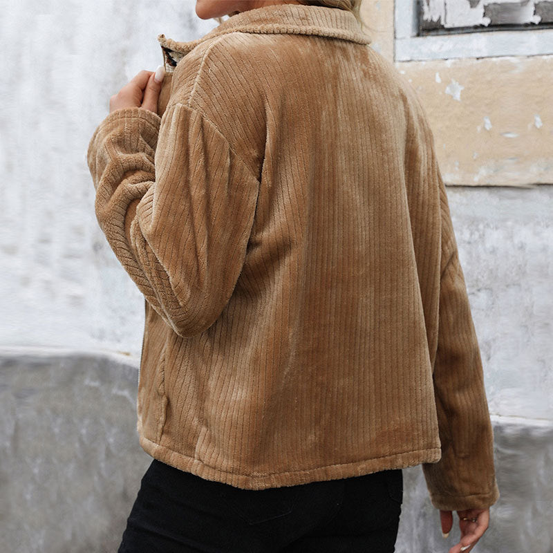 Damen Freizeitjacke Flausch Reißverschluss Norvielle