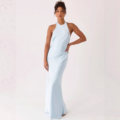 Damen Abendkleid Elegantes Halterdesign Fließender Stoff