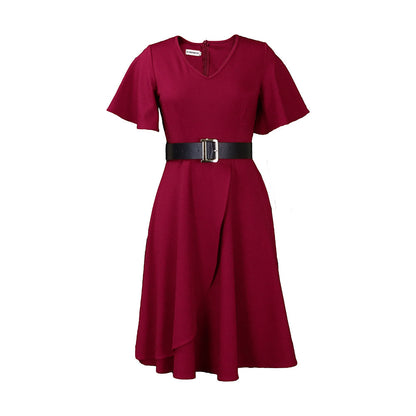 Damen Wickelkleid Weiter Rock Eleganter Taillengürtel Norvielle