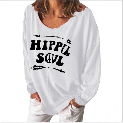 Damen Sweatshirt Hippie-Print Weit Schnitt Norvielle
