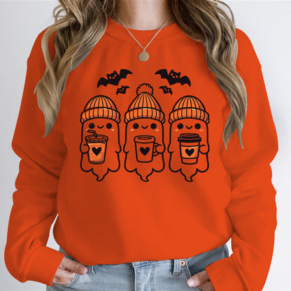 Damen Sweatshirt Gespenster-Design Gemütlich Grün