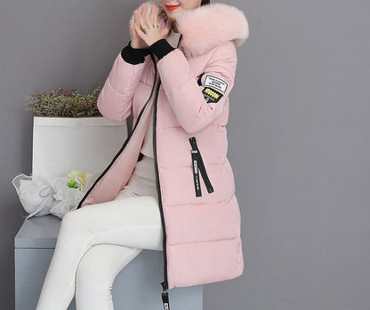 Damen Steppjacke Langärmelig Abnehmbarer Kunstfellkragen