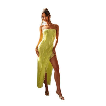Damen Sommerkleid Rüschen seitlicher Schlitz Norvielle
