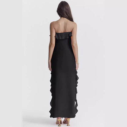 Damen Maxikleid Off-Shoulder Rüschen