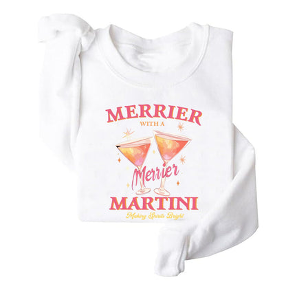 Damen Sweatshirt Cocktailmotiv Lässig Grau