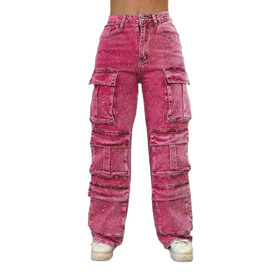 Damen Cargo-Hose Trend-Taschen Modern Wasch-Effekt
