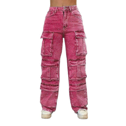 Damen Cargo-Hose Trend-Taschen Modern Wasch-Effekt