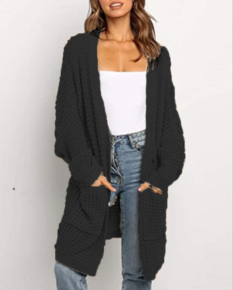 Damen Cardigan Grobstrick mit Taschen Locker Passform Beige