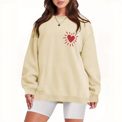 Damen Sweatshirt Übergroß Herzmotiv Norvielle