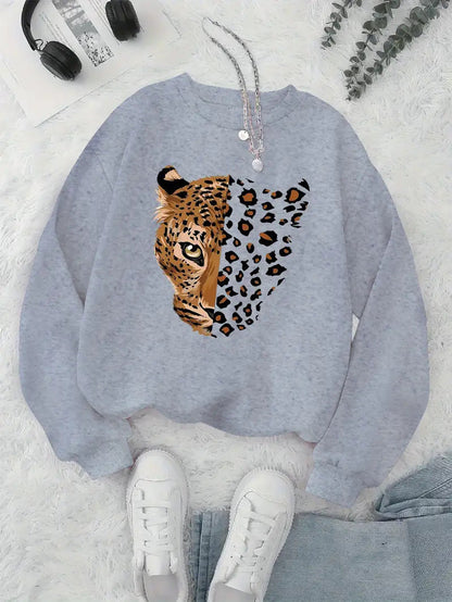 Damen Leoparden Sweatshirt Norvielle