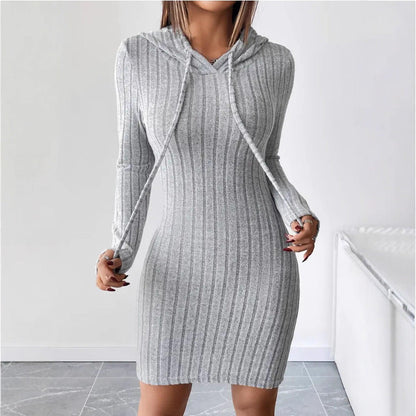 Damen Sweatkleid Kapuze Gestreift Norvielle - Norvielle